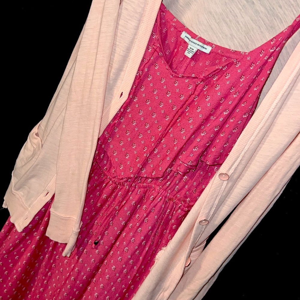 American Eagle Dress + Cardigan Outfit